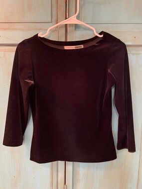 Velvet Long Sleeve Top in Black